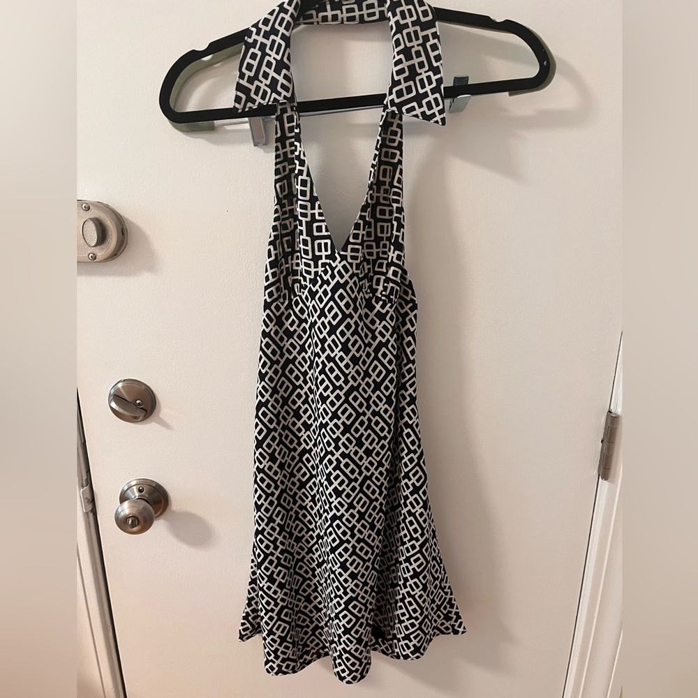 Satin halter open back dress
